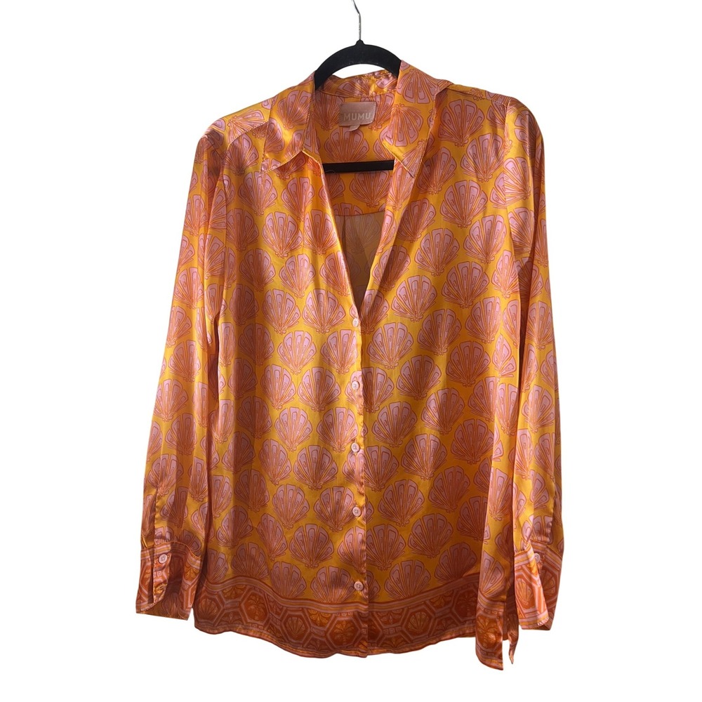 Show Me Your Mumu Seashell Print Button Down Pajama Shirt ONLY Size S - Picture 6 of 7